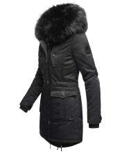 Navahoo Luluna Princess warme Damen Winterjacke mit Kunstfell Schwarz Größe S - Gr. 36