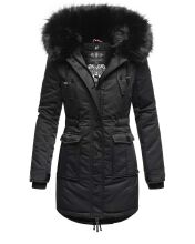 Navahoo Luluna Princess warme Damen Winterjacke mit Kunstfell Schwarz Größe XXL - Gr. 44