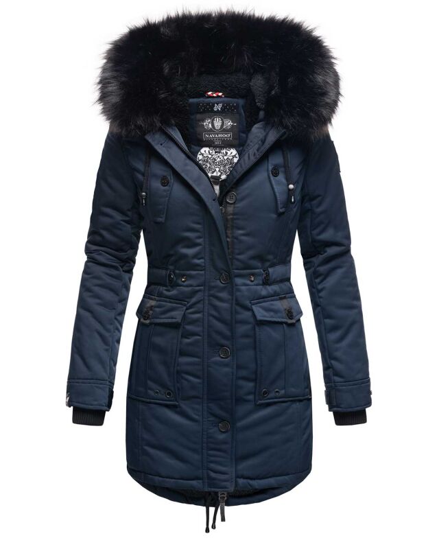Navahoo Luluna Princess warme Damen Winterjacke mit Kunstfell Navy Gr&ouml;&szlig;e XXL - Gr. 44
