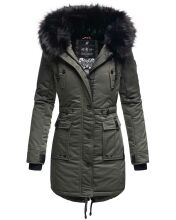 Navahoo Luluna Princess warme Damen Winterjacke mit Kunstfell Dunkelgrau Größe XS - Gr. 34