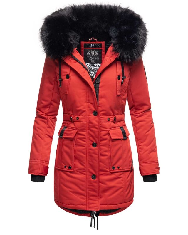 Navahoo Luluna Princess warme Damen Winterjacke mit Kunstfell Rot Gr&ouml;&szlig;e XS - Gr. 34