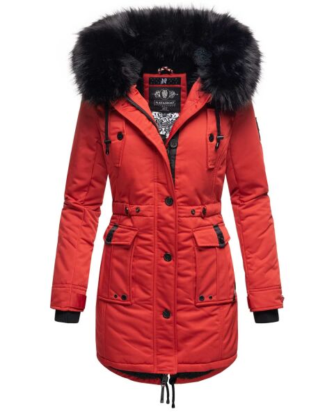 Navahoo Luluna Princess warme Damen Winterjacke mit Kunstfell Rot Größe S - Gr. 36