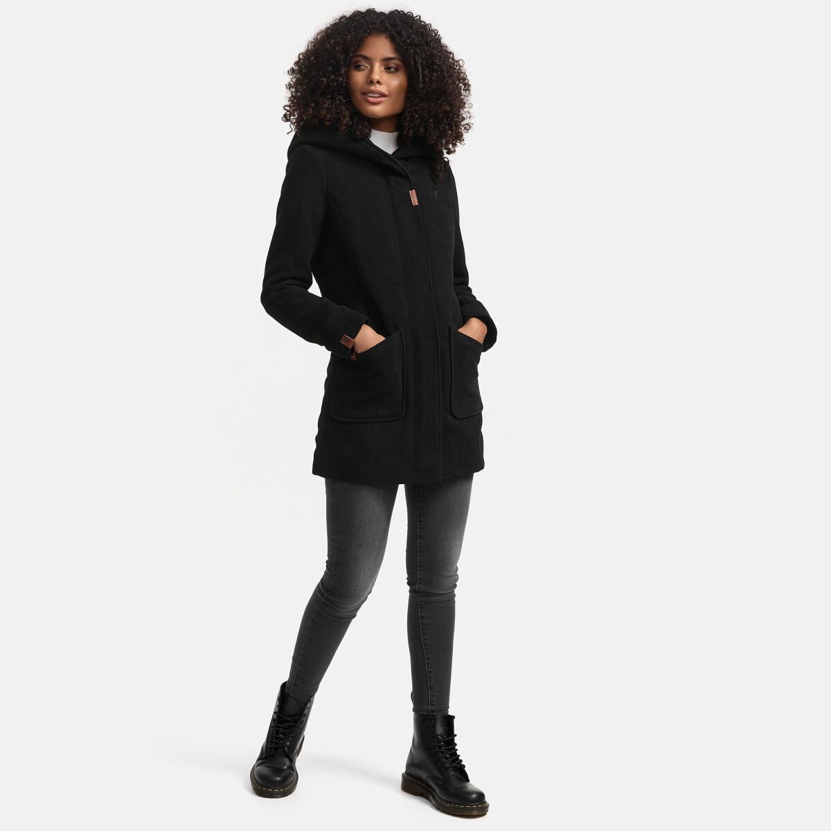 Marikoo Maikoo Damen Trenchcoat Wintermantel Schwarz Größe S - Gr. 36