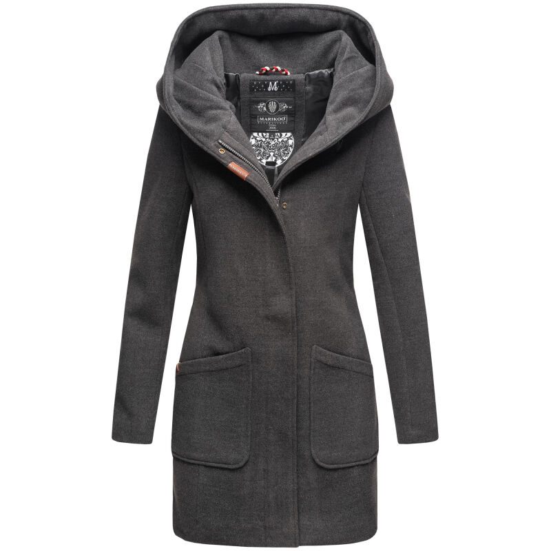Marikoo Maikoo Damen Trenchcoat Wintermantel Anthrazit Gr&ouml;&szlig;e L - Gr. 40