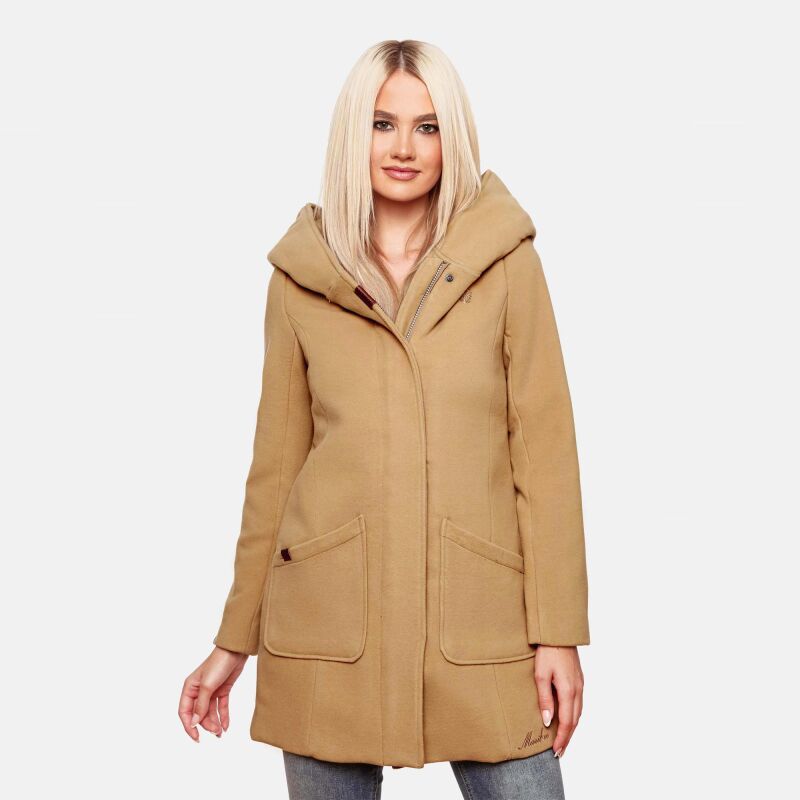 Marikoo Maikoo Damen Trenchcoat Wintermantel Camel Gr&ouml;&szlig;e L - Gr. 40