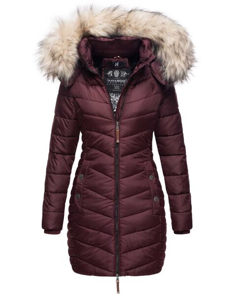 Navahoo Nimalaa warme Damen Winter Steppjacke mit Kapuze Weinrot Größe XS - Gr. 34