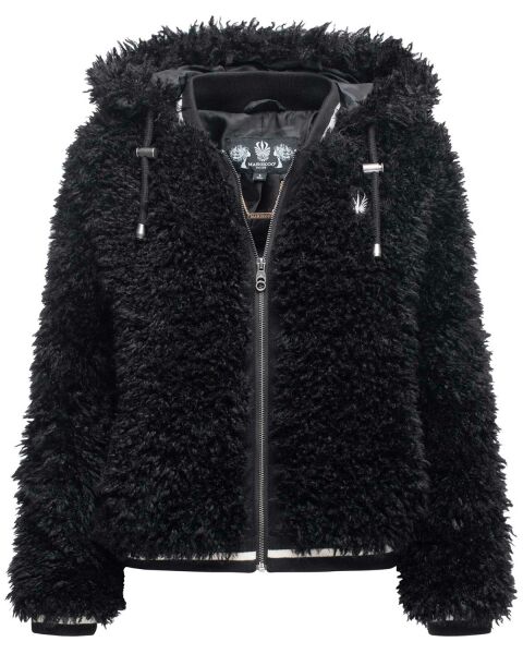 Marikoo Puderzuckerwölkchen ladies fur jacket - Black-Gr.XS