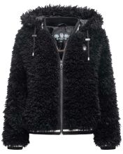 Marikoo Puderzuckerwölkchen ladies fur jacket - Black-Gr.XS