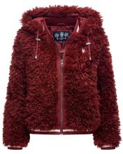 Marikoo Puderzuckerwölkchen Damen Felljacke Bordeaux-Gr.XS