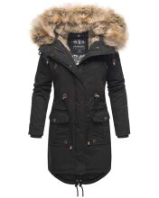 Navahoo Rosinchen Damen Parka Winterjacke mit Kapuze Schwarz Größe XS - Gr. 34