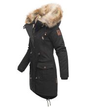 Navahoo Rosinchen Damen Parka Winterjacke mit Kapuze Schwarz Größe XS - Gr. 34