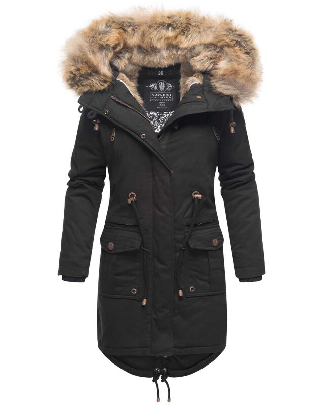 Navahoo Rosinchen Damen Winterjacke mit Kapuze Schwarz