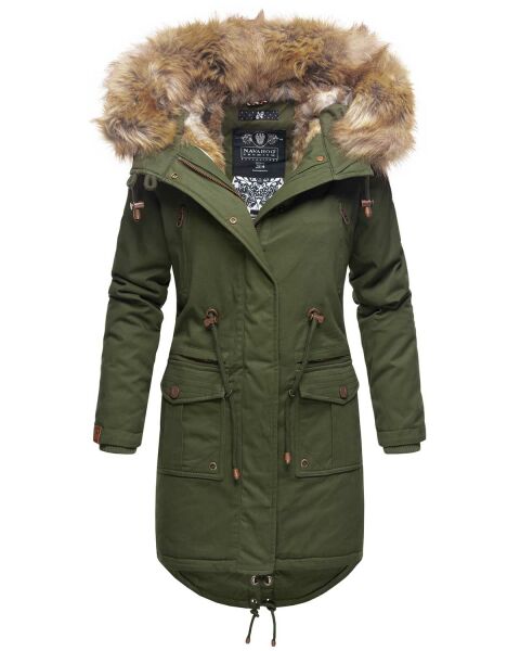 Navahoo Rosinchen Damen Winterjacke mit Kapuze Olive