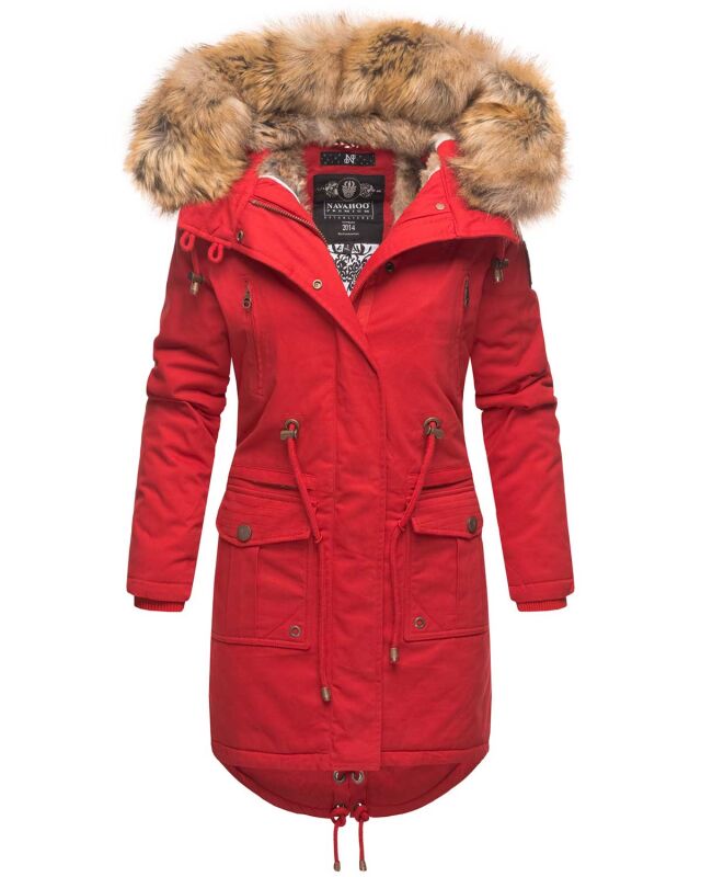 Navahoo Rosinchen Damen Parka Winterjacke mit Kapuze Rot Gr&ouml;&szlig;e M - Gr. 38