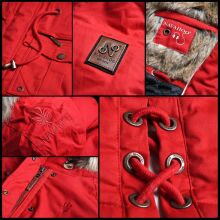 Navahoo Rosinchen Damen Parka Winterjacke mit Kapuze Rot Gr&ouml;&szlig;e L - Gr. 40