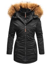 Marikoo Sanakoo ladies winter parka jacket with fur collar - Black-Gr.XL