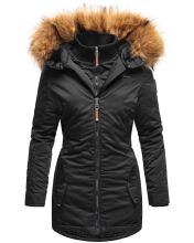 Marikoo Sanakoo Damen Winterjacke mit Kapuze und Teddyfell  Schwarz Größe XL - Gr. 42