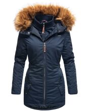 Marikoo Sanakoo Damen Winterjacke mit Kapuze und Teddyfell  Navy Gr&ouml;&szlig;e S - Gr. 36