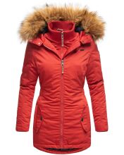 Marikoo Sanakoo Damen Winterjacke mit Kapuze und Teddyfell  Rot Größe XS - Gr. 34