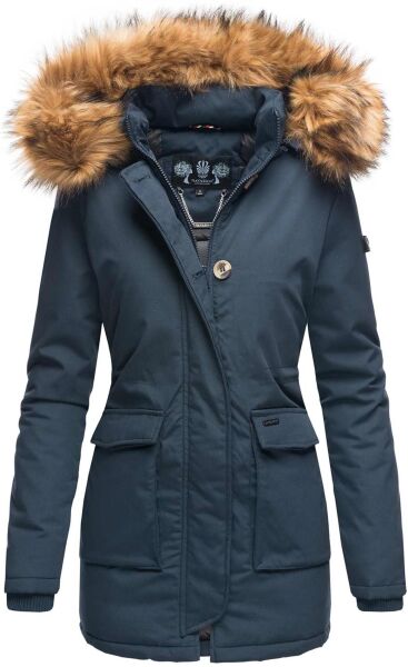 Navahoo Schneeengel-Princess Damen Parka Winterjacke mit KapuzeBlau Größe S - Gr. 36