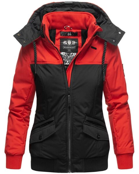 Marikoo Sumikoo Damen Jacke mit Kapuze Rot-Schwarz-Gr.S