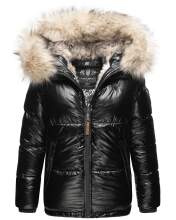 Navahoo Tikunaa ladies winter jacket quilted jacket with faux fur hood - Black-Gr.XS