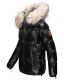Navahoo Tikunaa Damen Winterjacke mit Kapuze und Kunstfellkragen  Schwarz Größe XS - Gr. 34