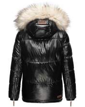 Navahoo Tikunaa ladies winter jacket quilted jacket with faux fur hood - Black-Gr.M