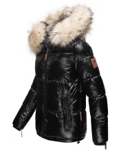 Navahoo Tikunaa ladies winter jacket quilted jacket with faux fur hood - Black-Gr.L