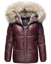 Navahoo Tikunaa ladies winter jacket quilted jacket with faux fur hood - Wine Red-Gr.XS