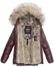 Navahoo Tikunaa ladies winter jacket quilted jacket with faux fur hood - Wine Red-Gr.XS