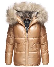 Navahoo Tikunaa dicke Damen Winterjacke mit Kapuze und Kunstfellkragen  Gold Gr&ouml;&szlig;e L - Gr. 40