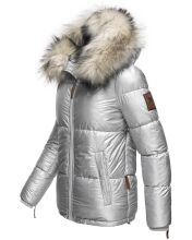 Navahoo Tikunaa ladies winter jacket quilted jacket with faux fur hood - Silver-Gr.XS
