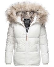 Navahoo Tikunaa dicke Damen Winterjacke mit Kapuze und Kunstfellkragen  Wei&szlig; Gr&ouml;&szlig;e S - Gr. 36
