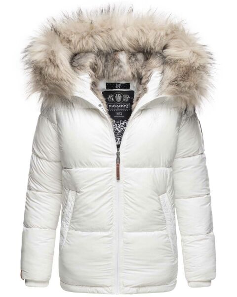 Navahoo Tikunaa ladies winter jacket quilted jacket with faux fur hood - White-Gr.L