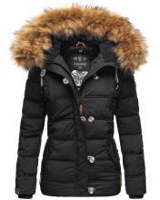 Navahoo Zoja Damen gespteppte Winterjacke gefüttert mit Teddyfell Schwarz Größe XS - Gr. 34