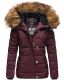 Navahoo Zoja Damen gespteppte Winterjacke gefüttert mit Teddyfell Weinrot Größe XS - Gr. 34