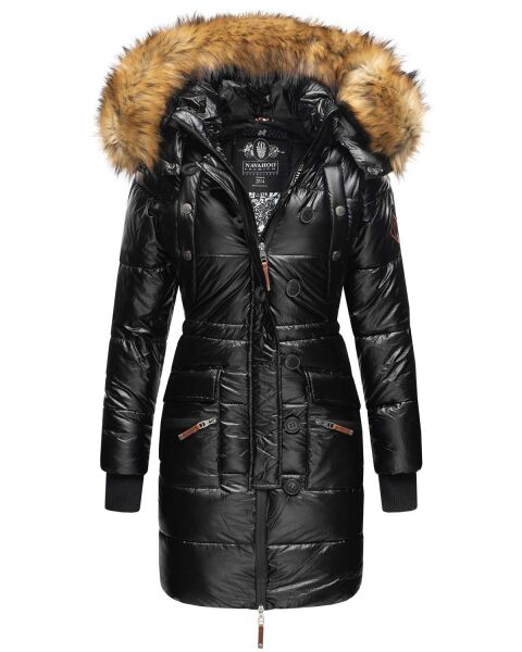 Navahoo Zuckerle ladies quilted winter jacket with fur collar - Black-Gr.XL