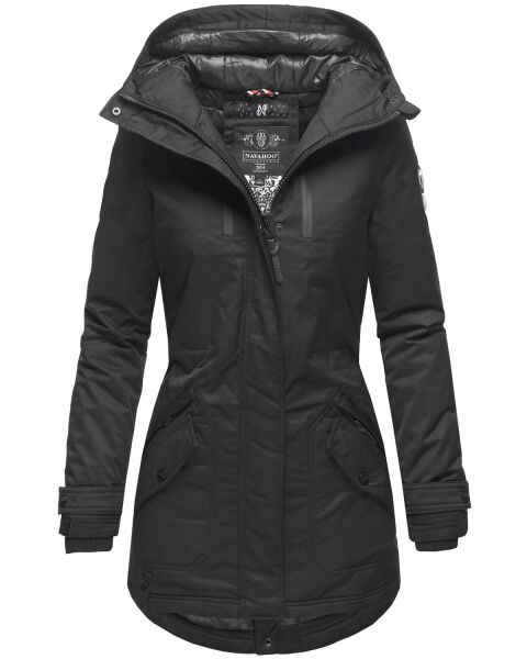 Navahoo Avrille Damen Parka Winterjacke mit Kapuze Schwarz Größe XL - Gr. 42