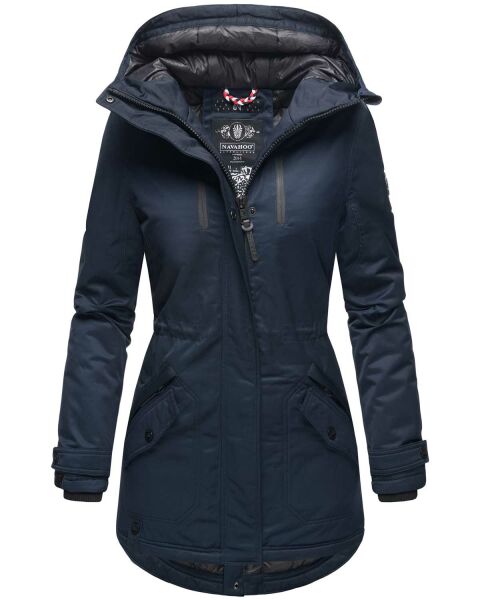 Navahoo Avrille Damen Parka Winterjacke mit Kapuze Navy Größe S - Gr. 36