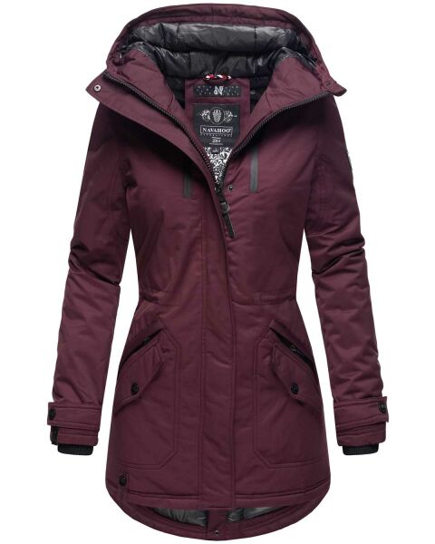 Navahoo Avrille Damen Parka Winterjacke mit Kapuze Weinrot Größe XS - Gr. 34