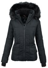 Navahoo Adele Ladies Winter Jacket Warm Lined Teddy Fur Quilted Winterjacket B361 Black Size XXL - Size 44