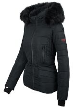 Navahoo Adele Damen Winterjacke warm gefüttert Teddyfell Schwarz Größe XXL - Gr. 44