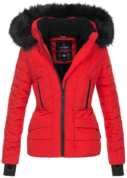 Navahoo Adele Ladies Winter Jacket Warm Lined Teddy Fur Quilted Winterjacket B361 Red Size XXL - Size 44