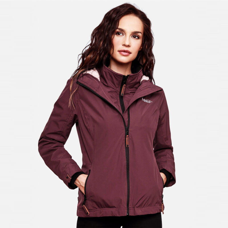 Marikoo Erdbeere Damen Übergangsjacke leicht gefüttert mit Kapuze Weinrot Größe XXL - Gr. 44
