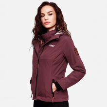 Marikoo Erdbeere Damen &Uuml;bergangsjacke leicht gef&uuml;ttert mit Kapuze Weinrot Gr&ouml;&szlig;e XXL - Gr. 44