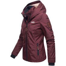 Marikoo Erdbeere Damen &Uuml;bergangsjacke leicht gef&uuml;ttert mit Kapuze Weinrot Gr&ouml;&szlig;e XXL - Gr. 44