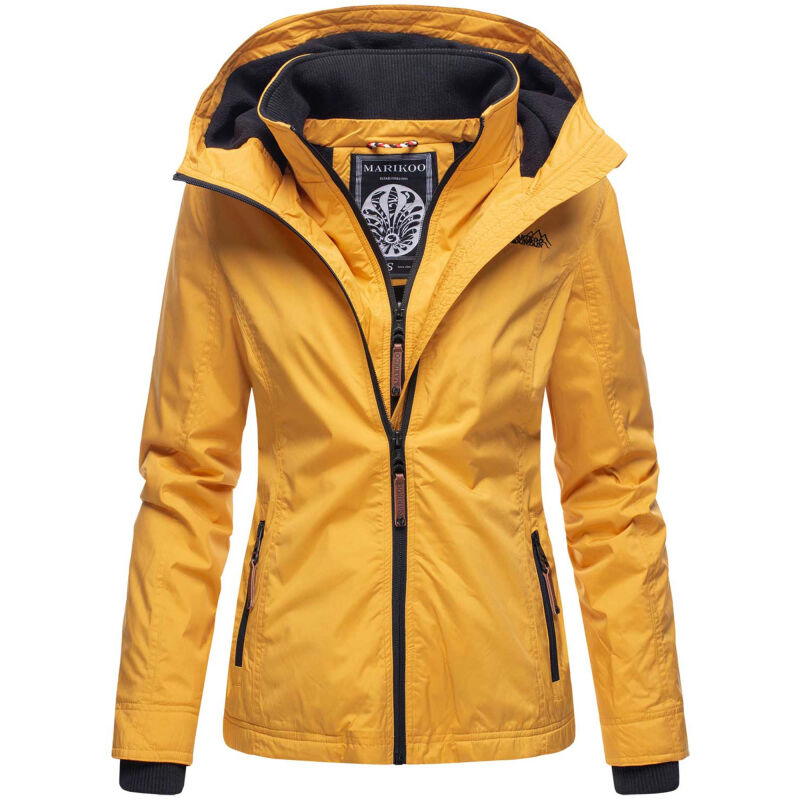 Marikoo Erdbeere Damen &Uuml;bergangsjacke leicht gef&uuml;ttert mit Kapuze Gelb Gr&ouml;&szlig;e XS - Gr. 34