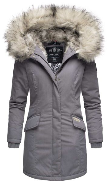 Navahoo Cristal Damen Winterjacke Parka mit Kunstfell Grau Gr.S