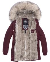 Navahoo Cristal Damen Winterjacke Parka mit Kunstfell Weinrot Gr.XS